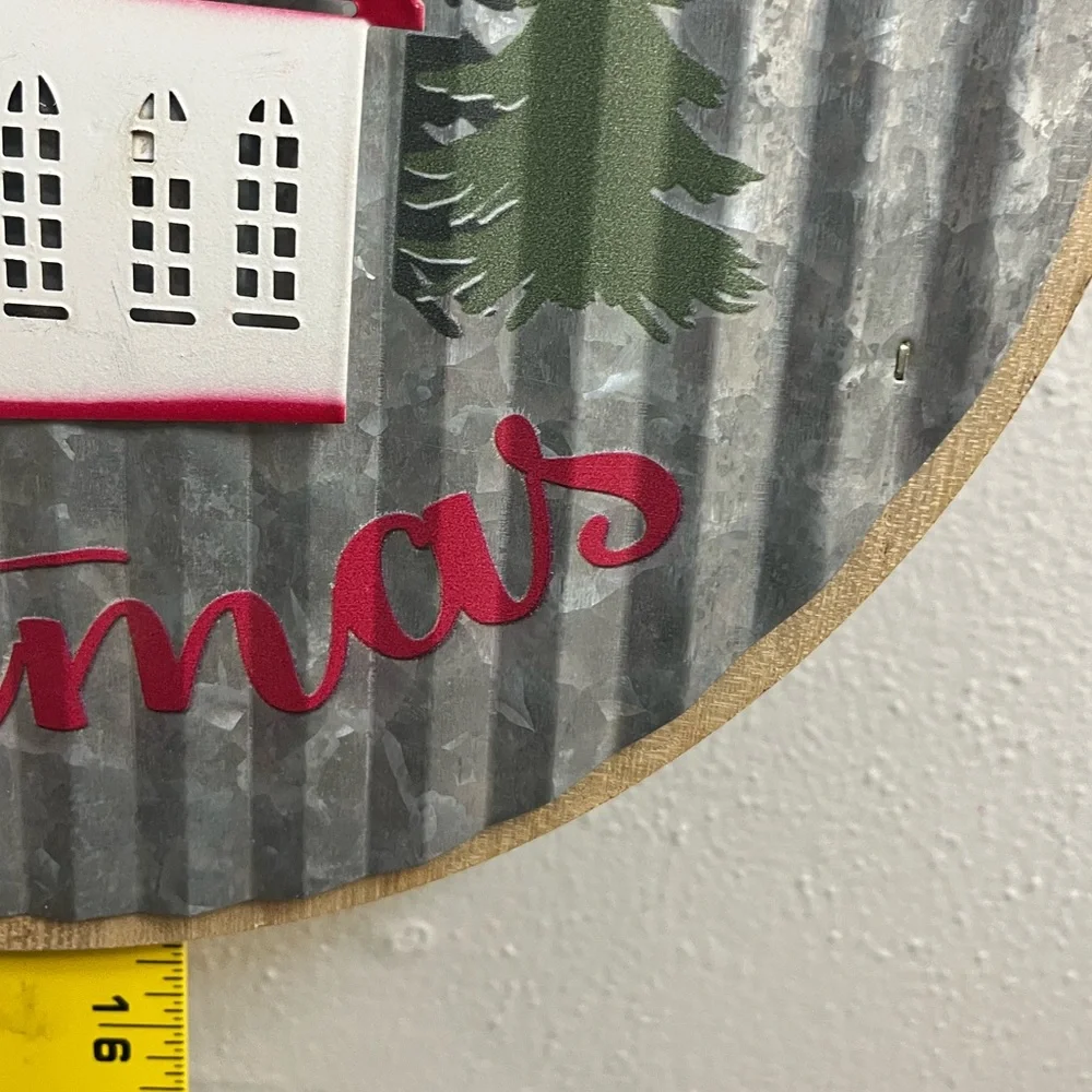 Vintage Christmas White Church Wall or Door Plaque